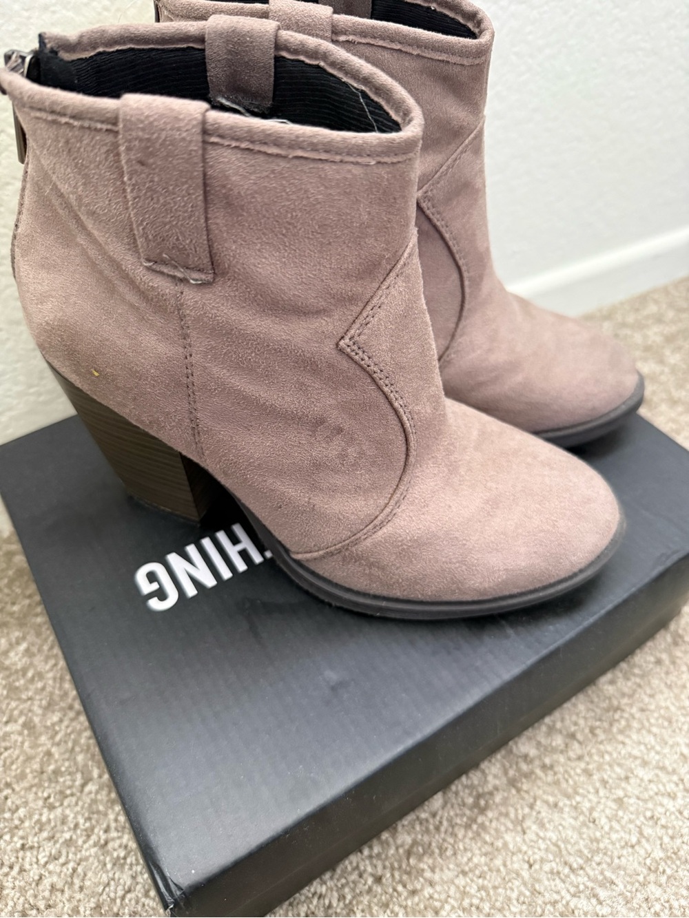 Suede Ankle Booties in Dusty Mauve